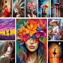 Portrait Women Flowers Coloring By Numbers Painting Set Acrylic Paints 40*50 Painting On Canvas Decorative Paintings For Kids