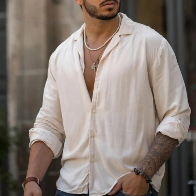 New Spring Men Lapel Solid Color Long Sleeve Shirt Fashion Cotton And Linen Top Men's Business Cardigan Buttons Office T-Shirts
New Spring Men Lapel Solid Color Long Sleeve Shirt Fashion Cotton And Linen Top Men's Business Cardigan Buttons Office T-Shirts