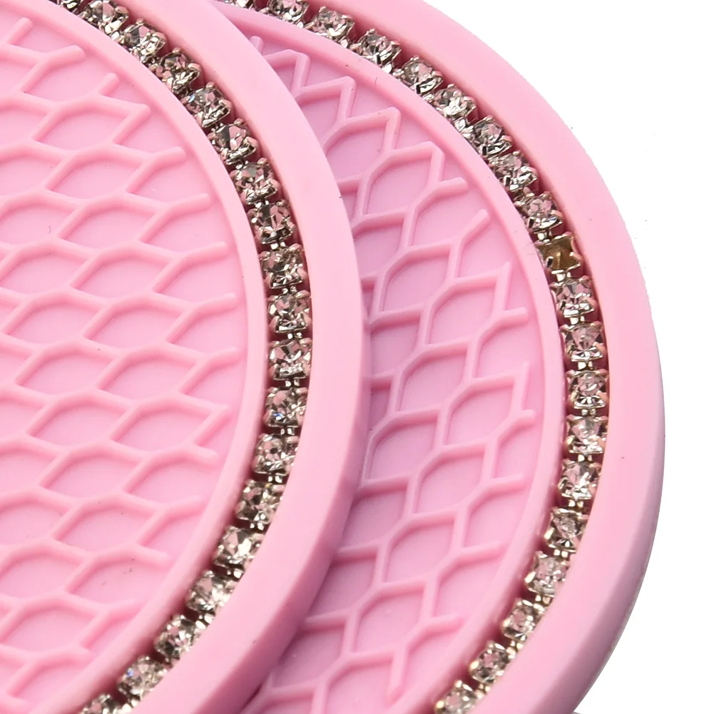 Durable High Quality Practical Useful Cup Holder Mat Interior Coasters Pad Pink Rhinestones Universal 2pcs Set
Durable High Quality Practical Useful Cup Holder Mat Interior Coasters Pad Pink Rhinestones Universal 2pcs Set