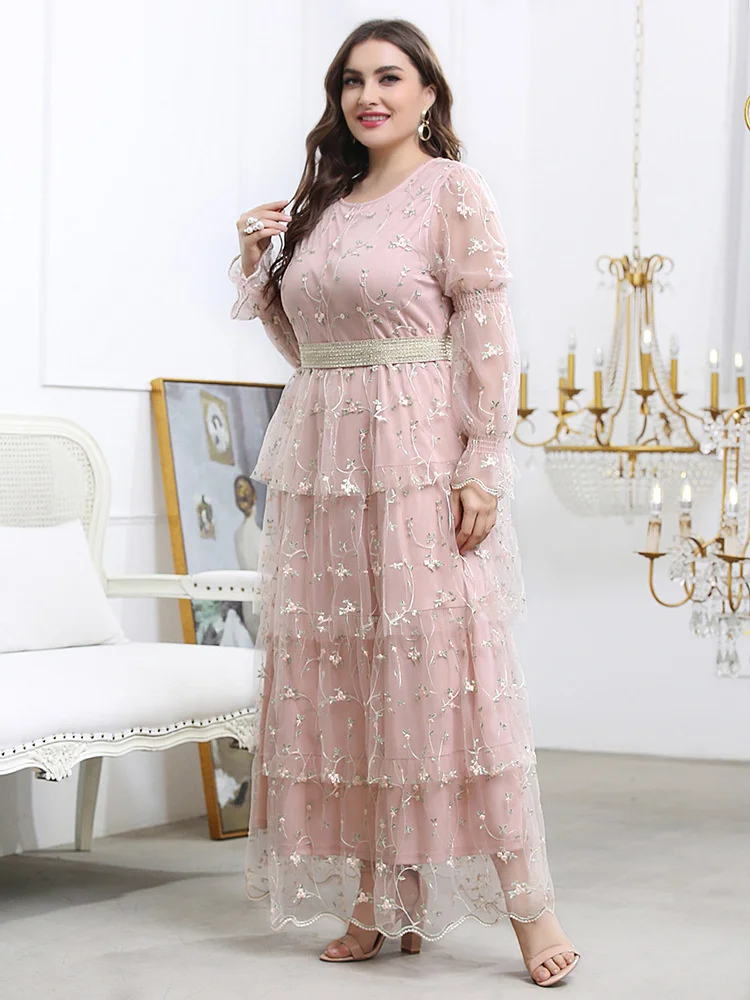Dresses Plus Size Women Clothing Elegant Mesh Multi-layer Ruffled Lady Long Sleeve Dress Lace-up Casual Commuter A-line Dress
Dresses Plus Size Women Clothing Elegant Mesh Multi-layer Ruffled Lady Long Sleeve Dress Lace-up Casual Commuter A-line Dress