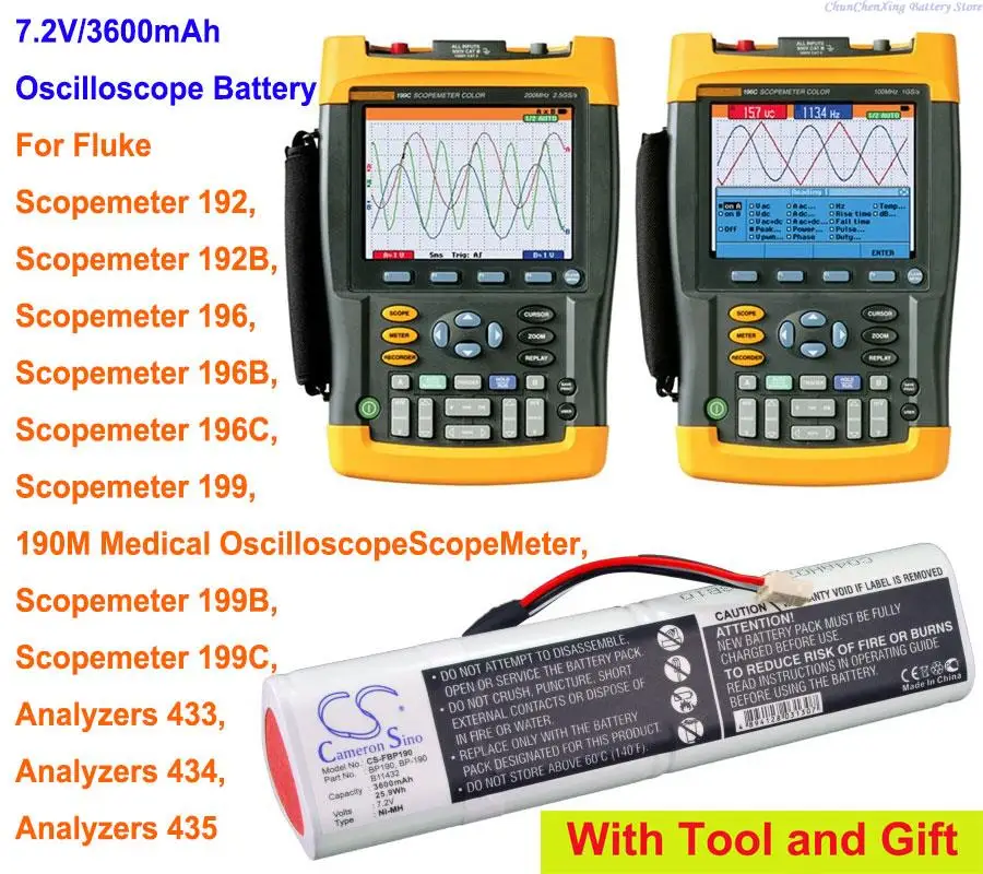 GreenBattery 3600mAh Battery for Fluke Analyzers 433,434,435, Scopemeter 192,192B,196,196B, 196C, 199, 199B, 199C,190M
GreenBattery 3600mAh Battery for Fluke Analyzers 433,434,435, Scopemeter 192,192B,196,196B, 196C, 199, 199B, 199C,190M