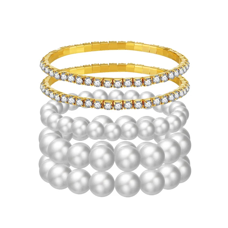 5PCS/SET Faux Pearl Bracelet Set for Women Beaded Rhinestones Stretch Strand Bangle Woman Girl Bridesmaid,Bridal,Party Jewelry
5PCS/SET Faux Pearl Bracelet Set for Women Beaded Rhinestones Stretch Strand Bangle Woman Girl Bridesmaid,Bridal,Party Jewelry