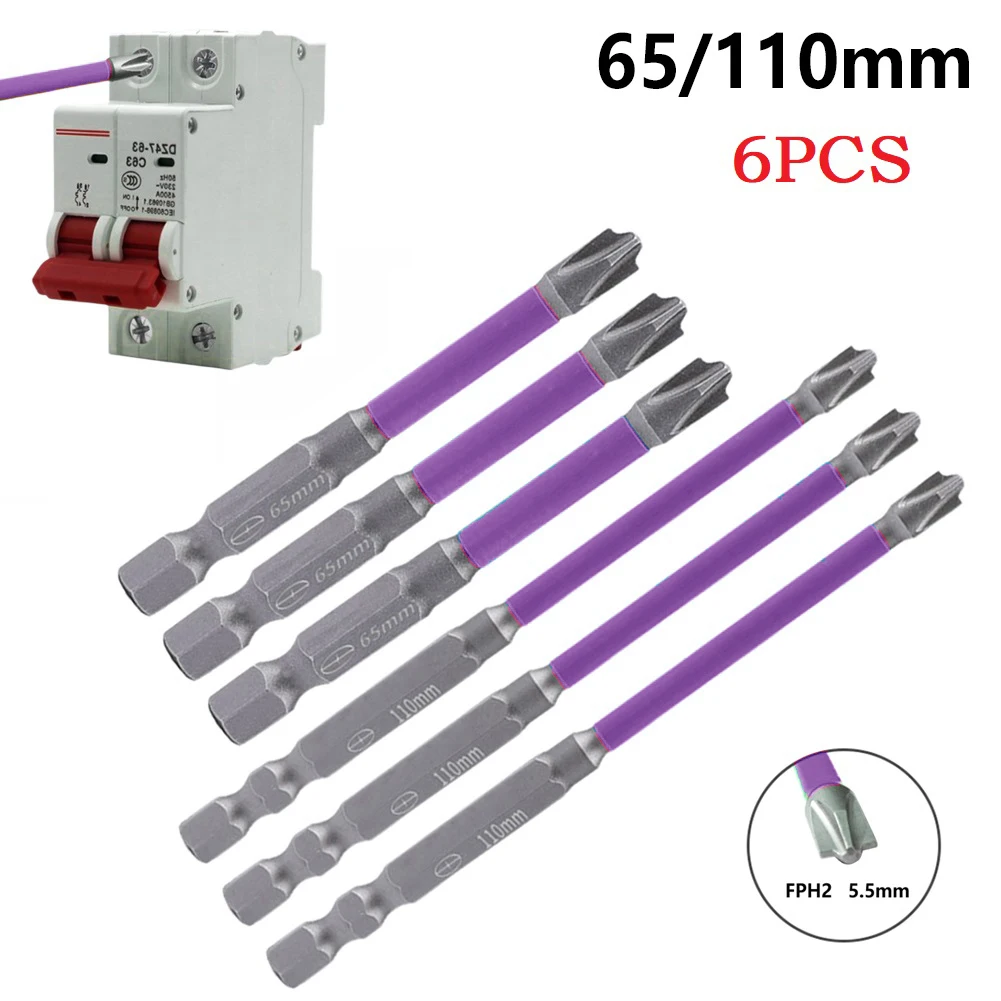 6pcs 65/110mm Magnetic Special Slotted Cross Screwdriver Bit For Electrician FPH2 Screwdriver Bits Multifunctional Hand Tools
6pcs 65/110mm Magnetic Special Slotted Cross Screwdriver Bit For Electrician FPH2 Screwdriver Bits Multifunctional Hand Tools