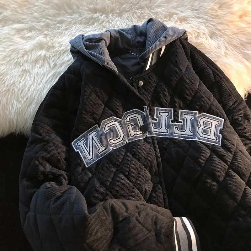 Baseball Collar Cotton Jacket Men Winter Diamond Check Coat Korean Trend Couple Wear Padded Jacket Thicken Warm High Street Tops
Baseball Collar Cotton Jacket Men Winter Diamond Check Coat Korean Trend Couple Wear Padded Jacket Thicken Warm High Street Tops