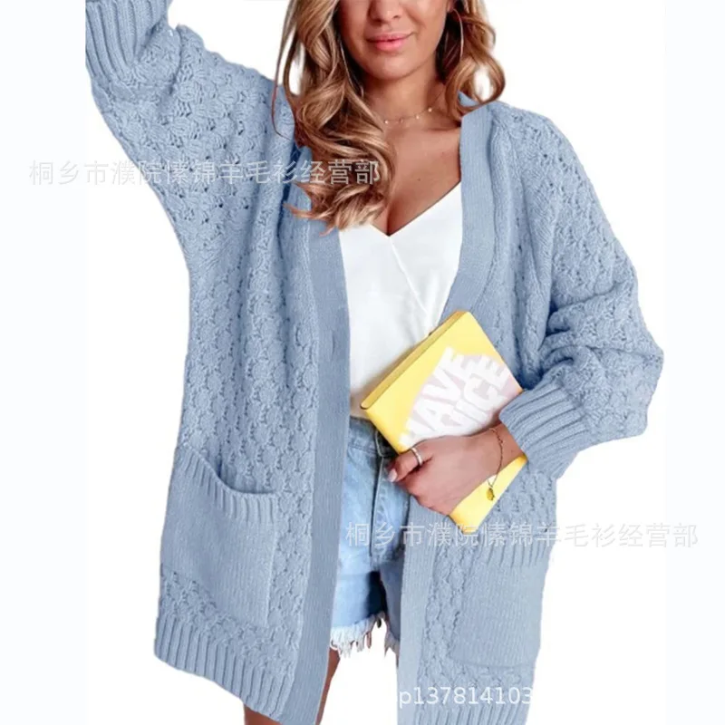 2022 Autumn And Winter Women Solid Color Long Sleeve Pockets And Loose Middle And Long Sweater Coat
2022 Autumn And Winter Women Solid Color Long Sleeve Pockets And Loose Middle And Long Sweater Coat