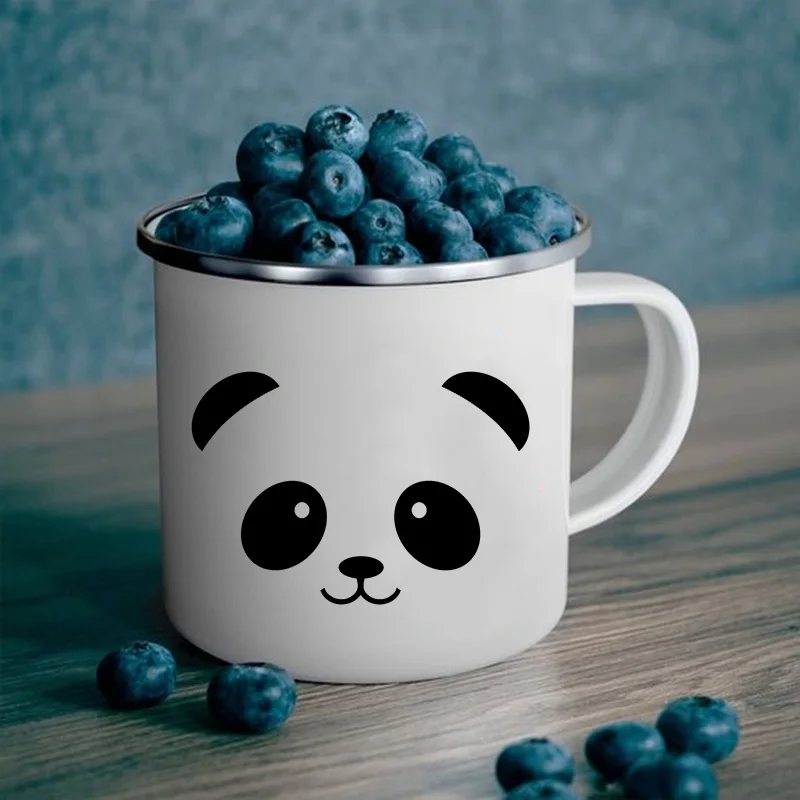 

Креативные эмалированные чашки для кофе с принтом милой панды, чашки для напитков, завтрака, молока, милые кружки, детские подарки на день рождения