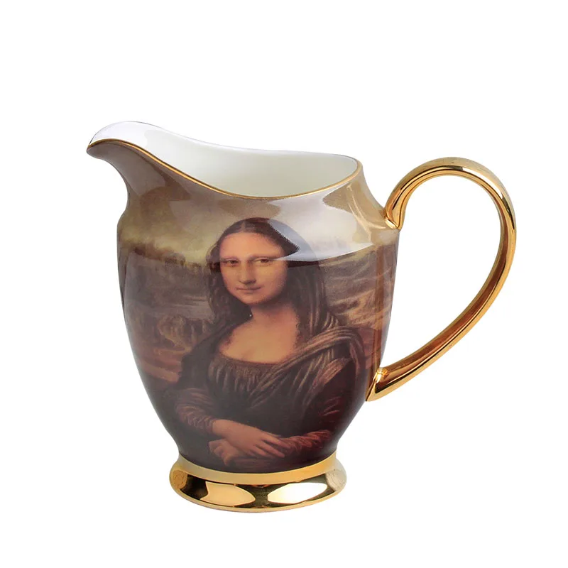 Керамическая кофейная чашка «Мона Лиза», маленький молочный горшок, кружка для стейка и соуса с ручкой, банка для сахара, молока, ложки, клюва 
Керамическая кофейная чашка «Мона Лиза», маленький молочный горшок, кружка для стейка и соуса с ручкой, банка для сахара, молока, ложки, клюва