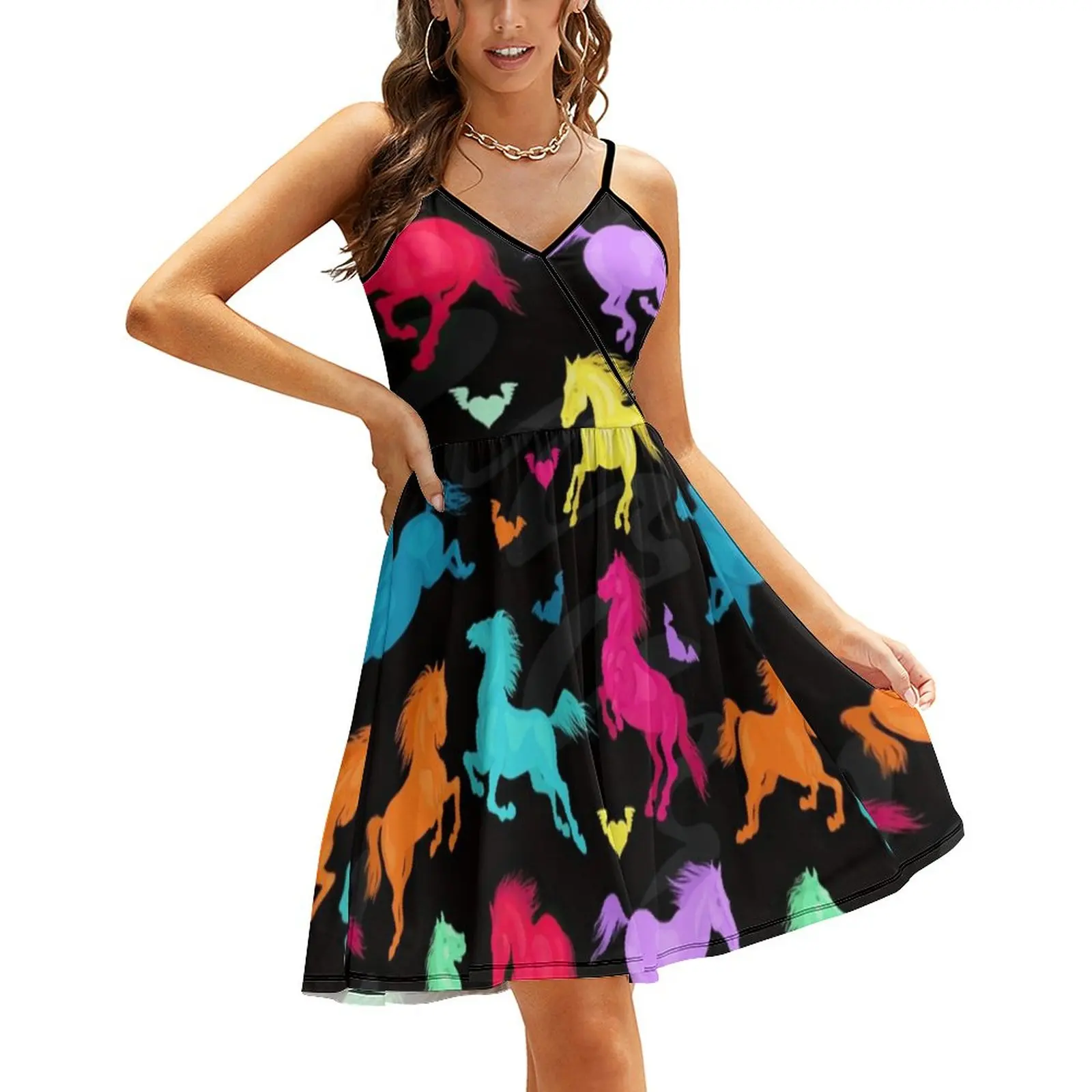 Colorful Running Horse Dress Womens Cute Animal Print Retro Dresses Summer Strap Street Fashion Print Casual Dress Big Size 2XL
Colorful Running Horse Dress Womens Cute Animal Print Retro Dresses Summer Strap Street Fashion Print Casual Dress Big Size 2XL