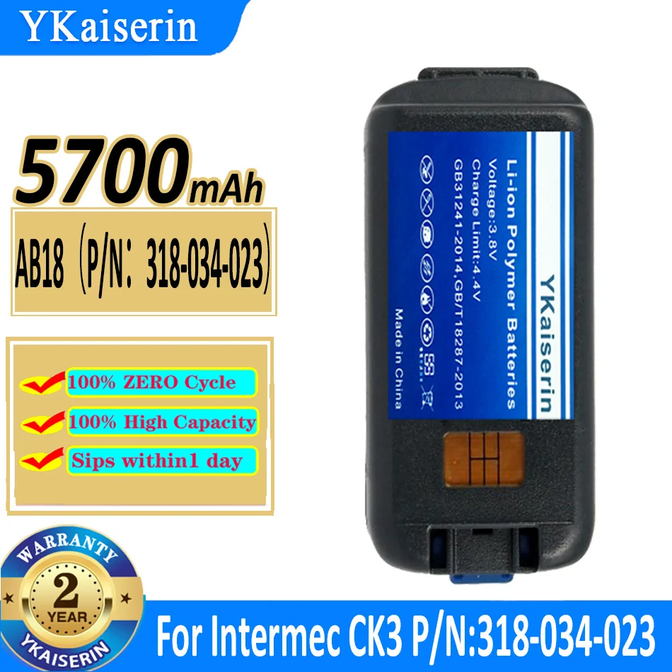 

5700mAh YKaiserin Battery AB18 (P/N 318-034-023) For Intermec CK3A1 CK3C1 CK3 CK3X CK3R P/N 318-034 Digital Bateria