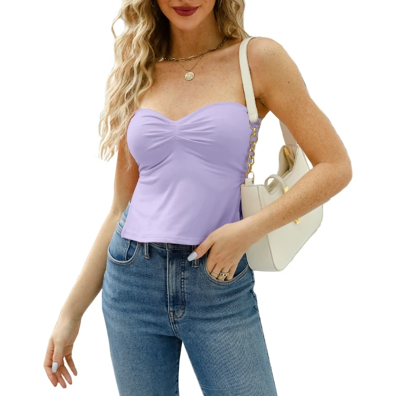 Women Summer Strapless Bandeau Vest Solid Color Ruched Chest Non-Slip Tube Top
Women Summer Strapless Bandeau Vest Solid Color Ruched Chest Non-Slip Tube Top