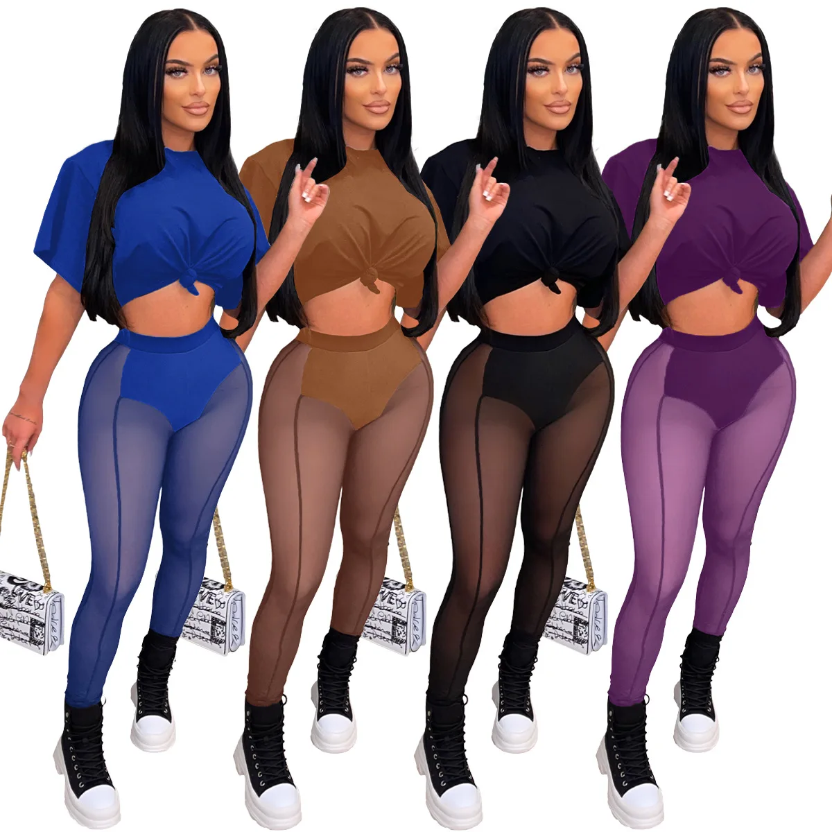Sexy Clubwear Fashion Mesh Perspective Suit Women's Solid Color T-Shirt Casual Two Pieces Summer Round Neck Short Sleeves set
Sexy Clubwear Fashion Mesh Perspective Suit Women's Solid Color T-Shirt Casual Two Pieces Summer Round Neck Short Sleeves set
