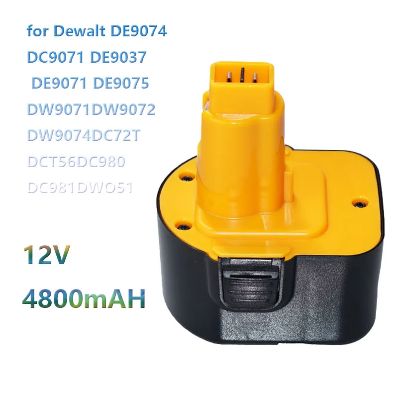 

DW-DC9071 12V 4800mAH NI-CD Replacement Battery For Dewalt 52250-27 DC9071 DE9037 DE9071 DW9072 DE9075 DE9501 DW9071