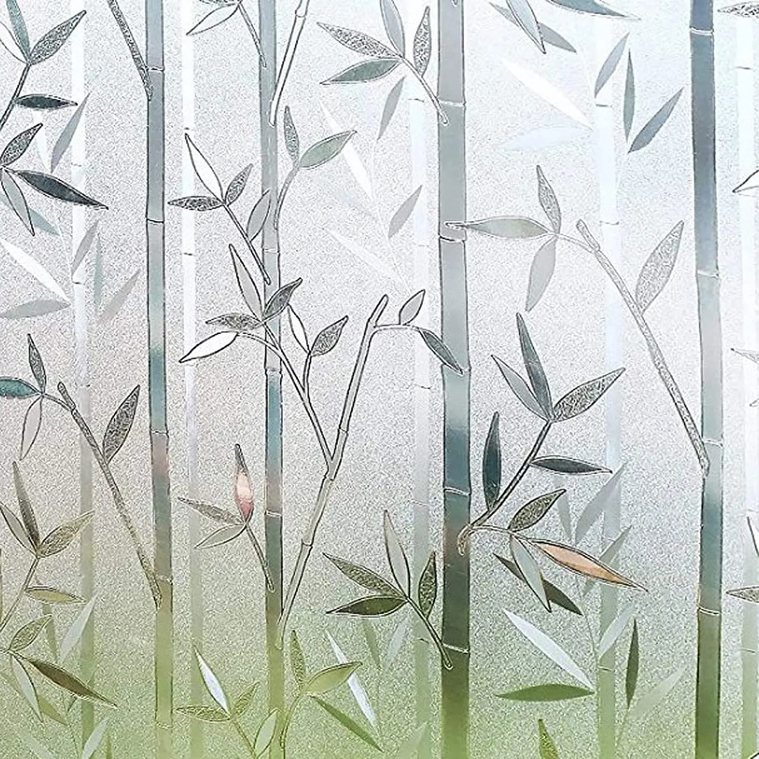 

Window Privacy Film Bamboo Pattern Frosted Self-Adhesive Film Opaque Static Cling Glass Sticker Anti-UV Heat Insulation for Home