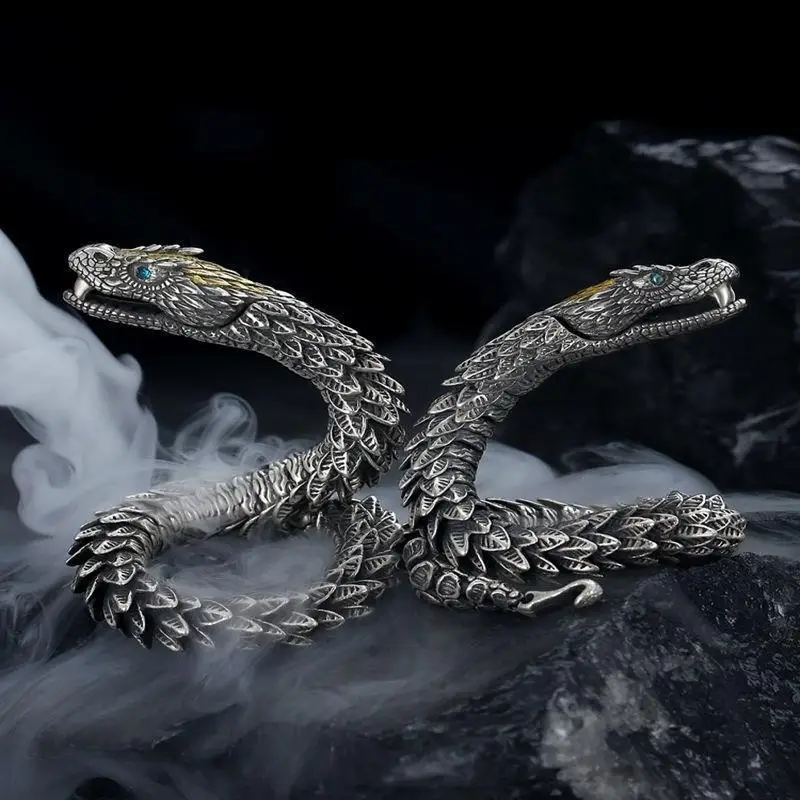 Jiale/hand-made/ Retro Style Old-fashioned Personalized/Thai Silver/domineering Rattlesnake Bracelet Gift for Men Women Couples
Jiale/hand-made/ Retro Style Old-fashioned Personalized/Thai Silver/domineering Rattlesnake Bracelet Gift for Men Women Couples
