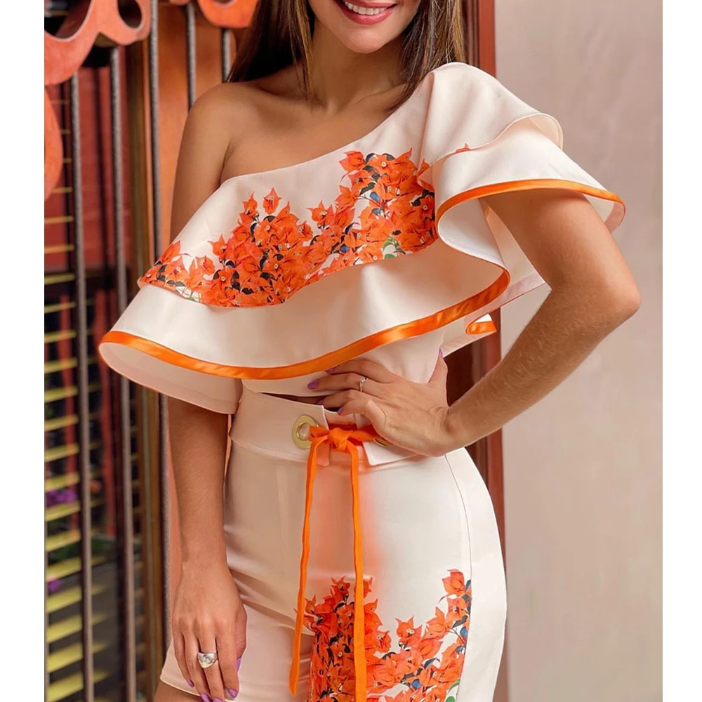 Wepbel One-Shoulder Shorts Pants Sets Women Summer Fashion Ruffle Tops 2 Piece Sets Outfits Lotus Leaf Decorative Shorts Sets
Wepbel One-Shoulder Shorts Pants Sets Women Summer Fashion Ruffle Tops 2 Piece Sets Outfits Lotus Leaf Decorative Shorts Sets