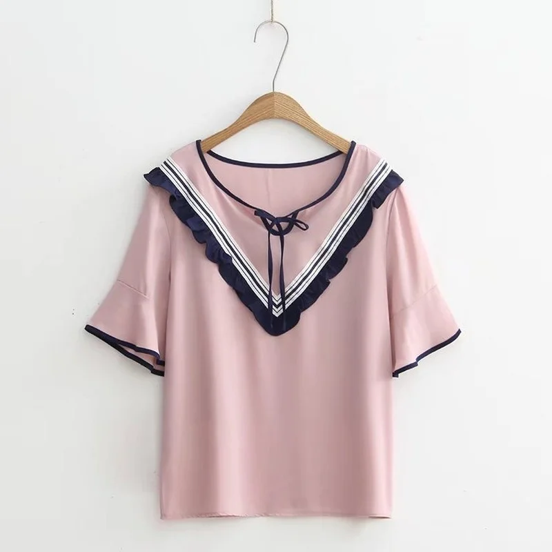 Plus Size Women's Summer t-Shirts Short Sleeve Stripe Patchwork Tops Oversized Vinage Top
Plus Size Women's Summer t-Shirts Short Sleeve Stripe Patchwork Tops Oversized Vinage Top