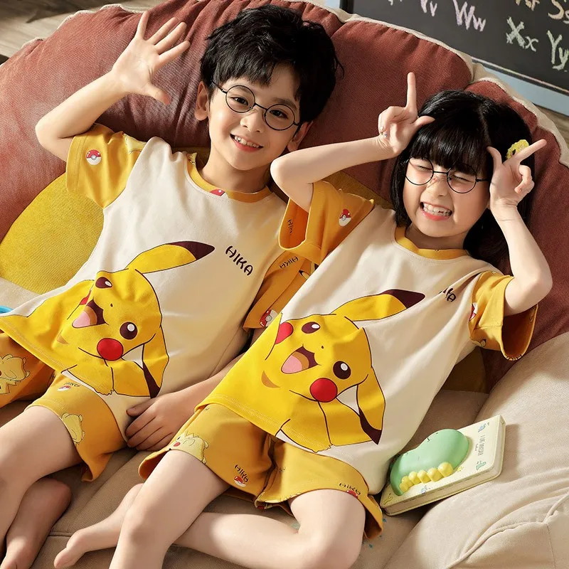Pikachu short-sleeved Pokemon children's pajamas summer cotton boys and girls home clothes parent-child suit anime characters lo
Pikachu short-sleeved Pokemon children's pajamas summer cotton boys and girls home clothes parent-child suit anime characters lo