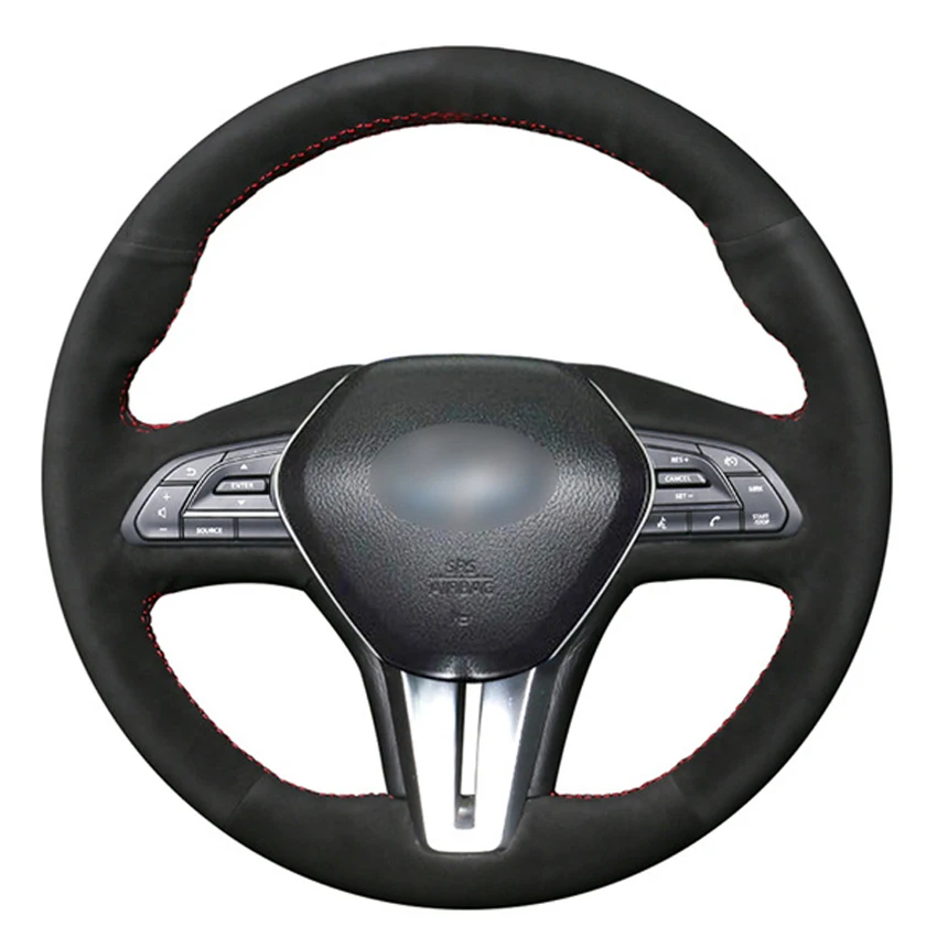 Black Faux Suede Hand-stitched Car Steering Wheel Cover for Infiniti Q50 2017-2019 Q60 2015-2019 QX50 2018-2019
Black Faux Suede Hand-stitched Car Steering Wheel Cover for Infiniti Q50 2017-2019 Q60 2015-2019 QX50 2018-2019