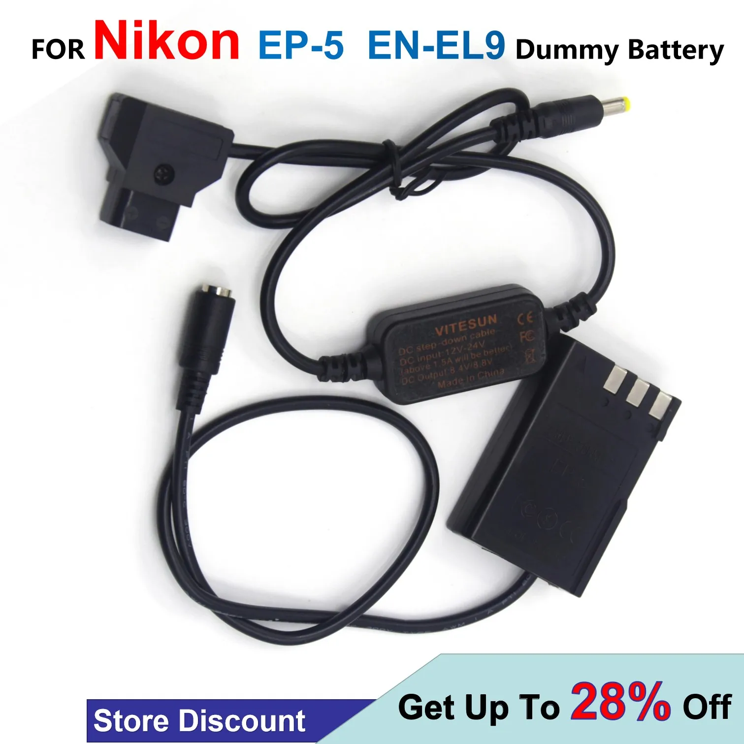 

EH-5A EP-5 EP5 DC Coupler EN-EL9 ENEL9 Dummy Battery 12-24V Step-Down Cable To D-TAP Dtap For Nikon D40 D40X D60 D3000 D5000