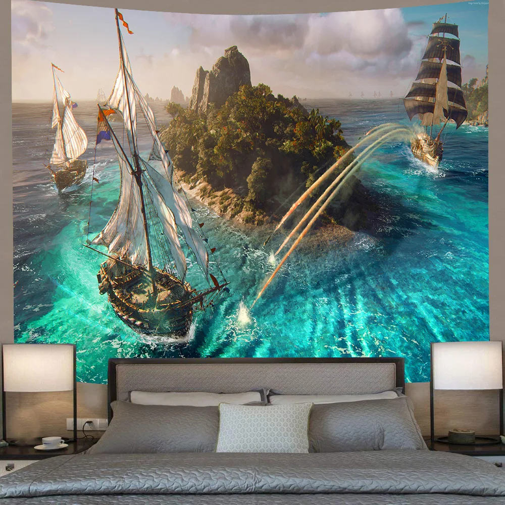 Psychedelic Castle Cruise Tapestry Sea Voyage Fantasy Landscape Tapestry Beach Towel Bedroom home decor can be customized 
Psychedelic Castle Cruise Tapestry Sea Voyage Fantasy Landscape Tapestry Beach Towel Bedroom home decor can be customized