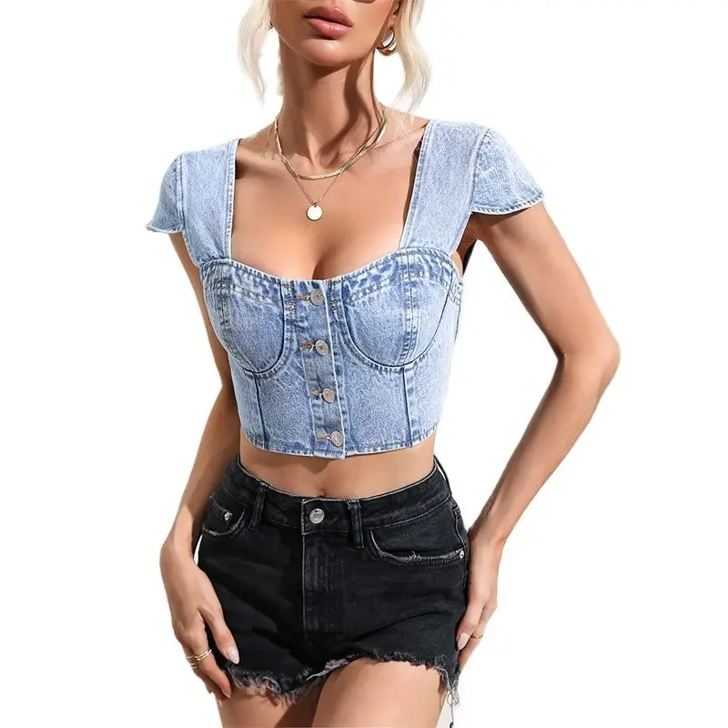 2023 Sexy Denim Vest Tops Women Sleeveless Jean Coat Short Jacket Spring Summer Exposed Navel Waistcoat Lady Casual Outerwear
2023 Sexy Denim Vest Tops Women Sleeveless Jean Coat Short Jacket Spring Summer Exposed Navel Waistcoat Lady Casual Outerwear