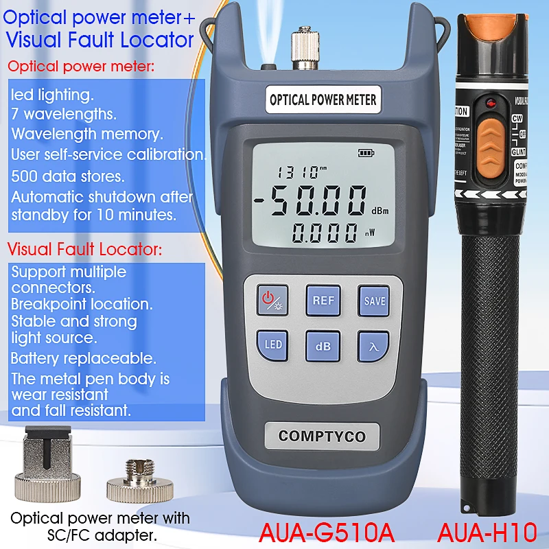FTTH Fiber Optic Tool Kit 2 In1 Fiber Optical Power Meter -50~+26dBm and 1/10/20/50mw Visual Fault Locator Fiber Optic Test Pen
FTTH Fiber Optic Tool Kit 2 In1 Fiber Optical Power Meter -50~+26dBm and 1/10/20/50mw Visual Fault Locator Fiber Optic Test Pen