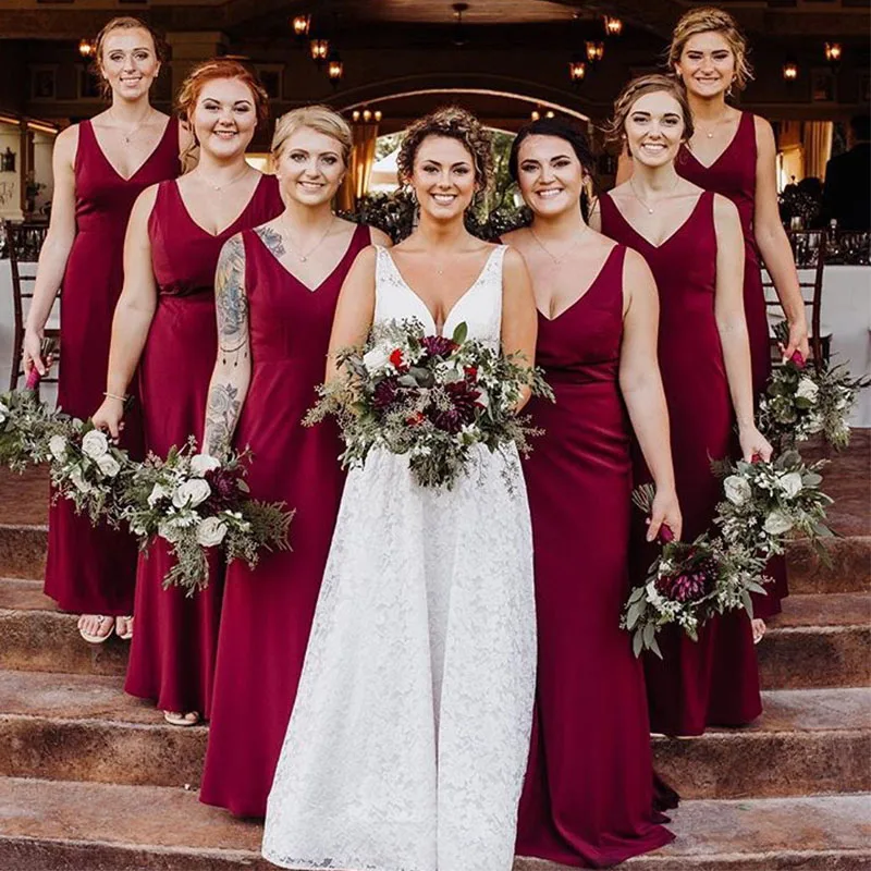 Женское атласное платье подружки невесты, Элегантное Длинное Платье-футляр с V-образным вырезом, Бордовое платье для подружки невесты, Новое поступление
Женское атласное платье подружки невесты, Элегантное Длинное Платье-футляр с V-образным вырезом, Бордовое платье для подружки невесты, Новое поступление