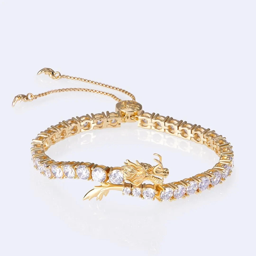 

Full Sky Star Dragon Head Full Zircon Stone Inlaid Bracelet High End Light Luxury Retro Chinese Zodiac UNISEX Accessories Gift