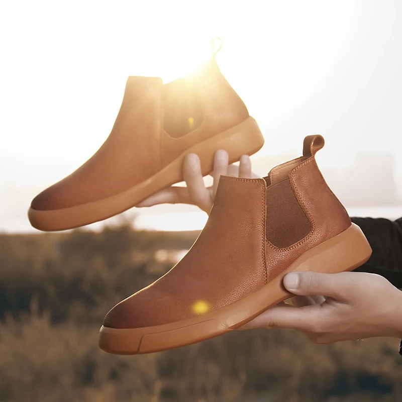 Mens Casual Flats Boots Short Shoe Men Ankle Chelsea Boot Comfortable Waterproof Outdoor Slip-On Leather Footwear 
Mens Casual Flats Boots Short Shoe Men Ankle Chelsea Boot Comfortable Waterproof Outdoor Slip-On Leather Footwear