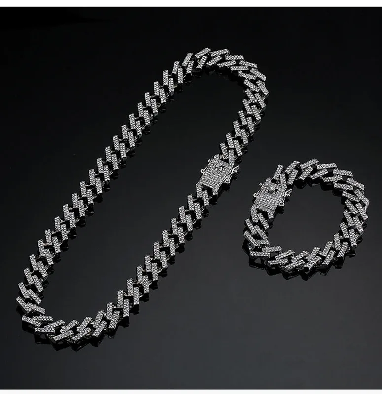 15mm Iced Out Cuban Necklace Chain Hip Hop Jewelry Choker Gold Silver Color Rhinestone CZ Clasp for Mens Rapper Necklaces Link
15mm Iced Out Cuban Necklace Chain Hip Hop Jewelry Choker Gold Silver Color Rhinestone CZ Clasp for Mens Rapper Necklaces Link