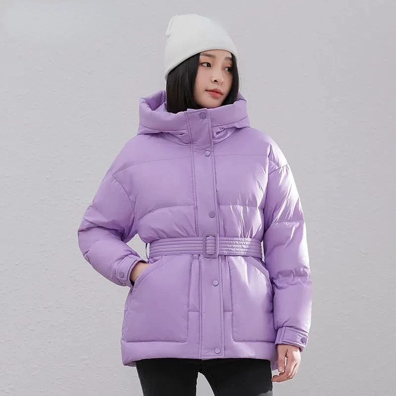 Женская зимняя куртка с капюшоном, свободная куртка с поясом и воротником с капюшоном ярких цветов, 2022 
Женская зимняя куртка с капюшоном, свободная куртка с поясом и воротником с капюшоном ярких цветов, 2022