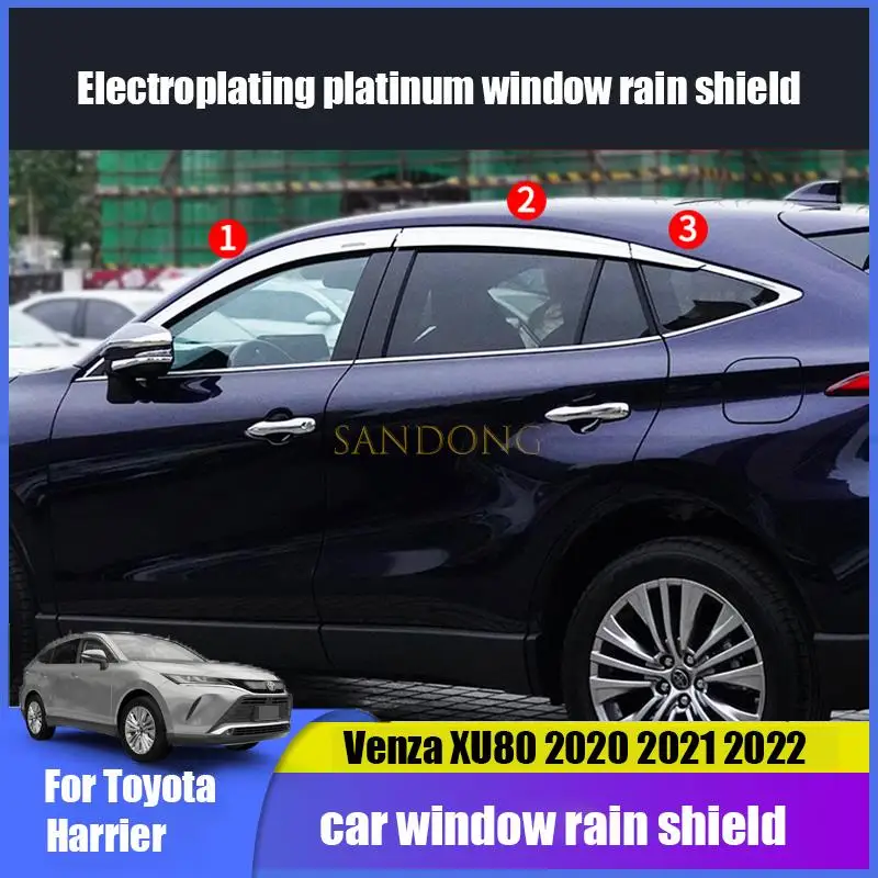 

for Toyota Harrier Venza XU80 2020 2021 2022 electroplating platinum ABS material modified auto parts window rain shield