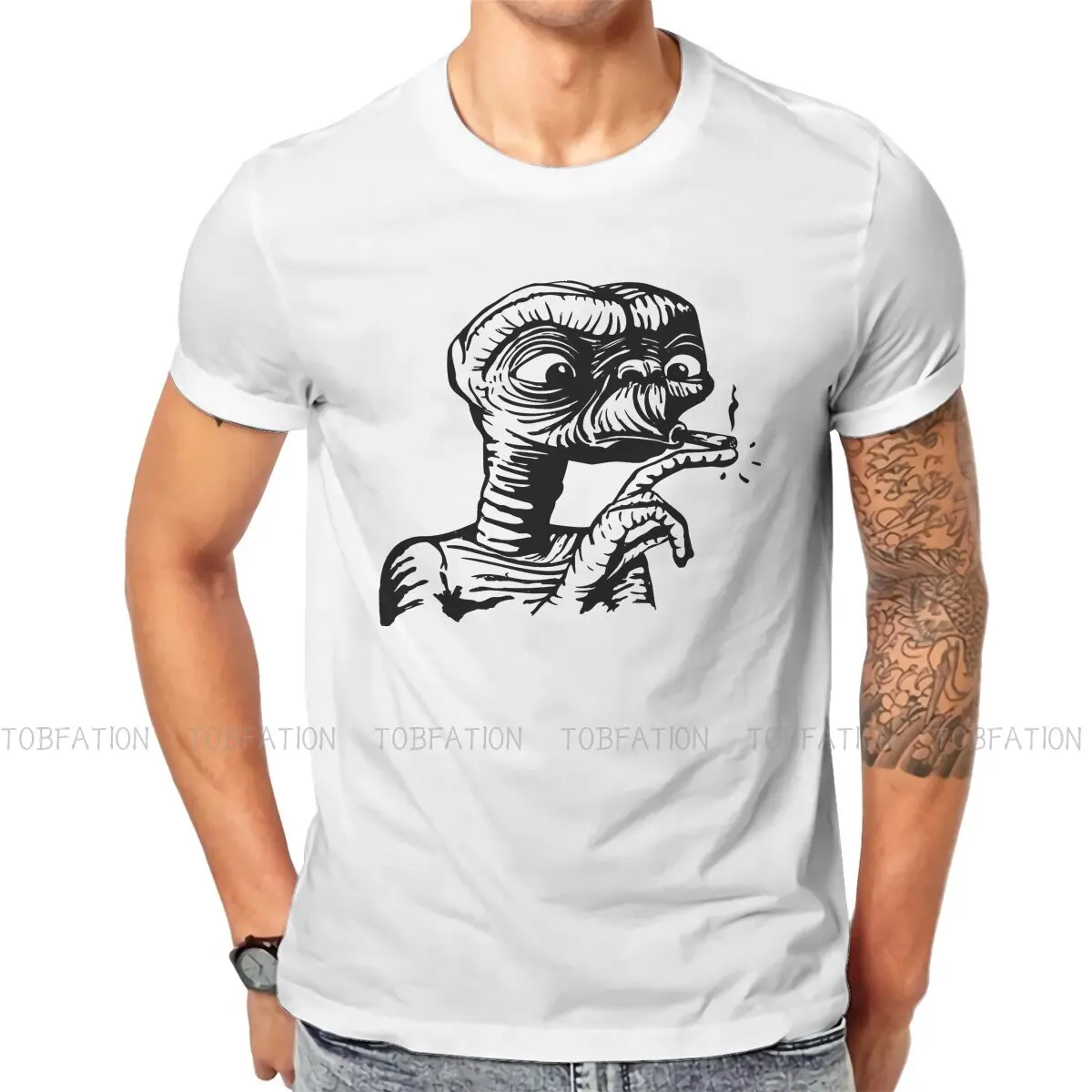 

E.T. the Extra-Terrestrial Alien Film Smoking Tshirt Graphic Men Tops Vintage Grunge Summer Clothes Cotton Harajuku T Shirt