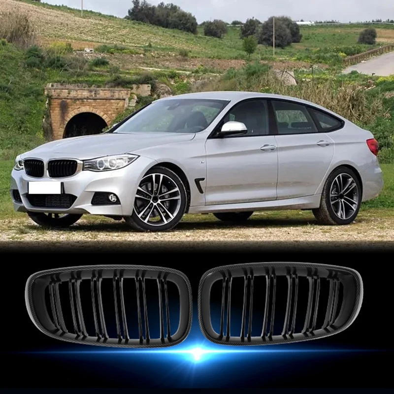 Car Carbon + Gloss Black Dual Line 2 Slat Front Kidney Grilles for-BMW F34 335I GT 328I GTxDrive 2014-2016
Car Carbon + Gloss Black Dual Line 2 Slat Front Kidney Grilles for-BMW F34 335I GT 328I GTxDrive 2014-2016