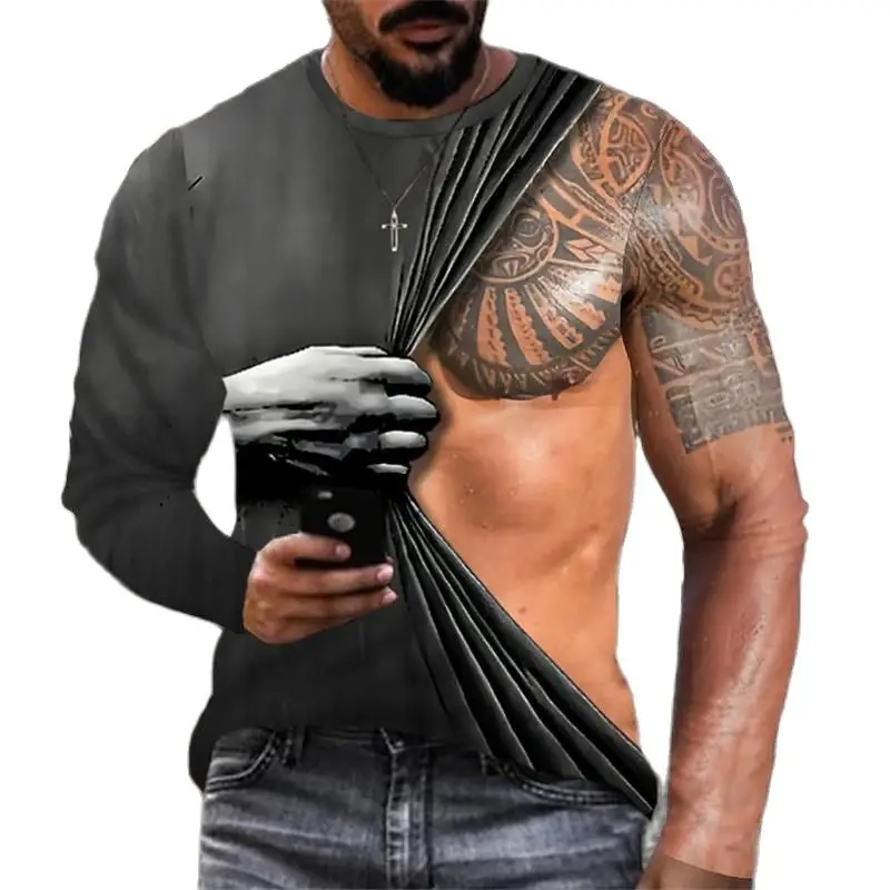 Autumn Fashion Muscle Printing Cotton Long Sleeve T-shirt Leisure Crew Neck Long-sleeved shirt Tops Street Trend Men's Clothing
Autumn Fashion Muscle Printing Cotton Long Sleeve T-shirt Leisure Crew Neck Long-sleeved shirt Tops Street Trend Men's Clothing