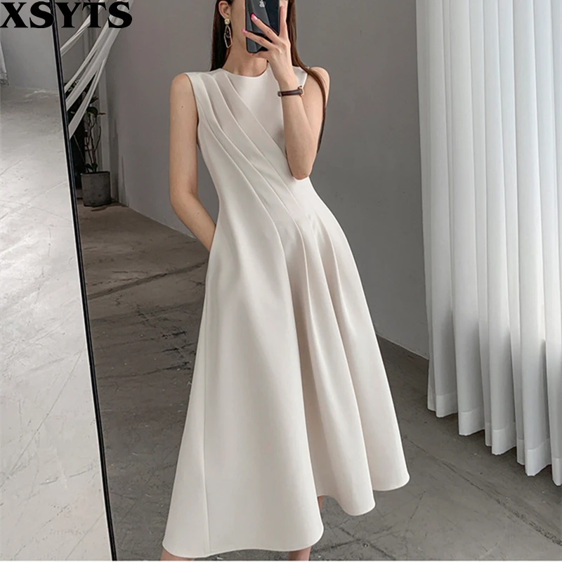 Elegant White Dress Summer Clothes Female Evening Dresses Vestidos Mujer Retro Design Temperament Waist Sleeveless Long Skirts 
Elegant White Dress Summer Clothes Female Evening Dresses Vestidos Mujer Retro Design Temperament Waist Sleeveless Long Skirts