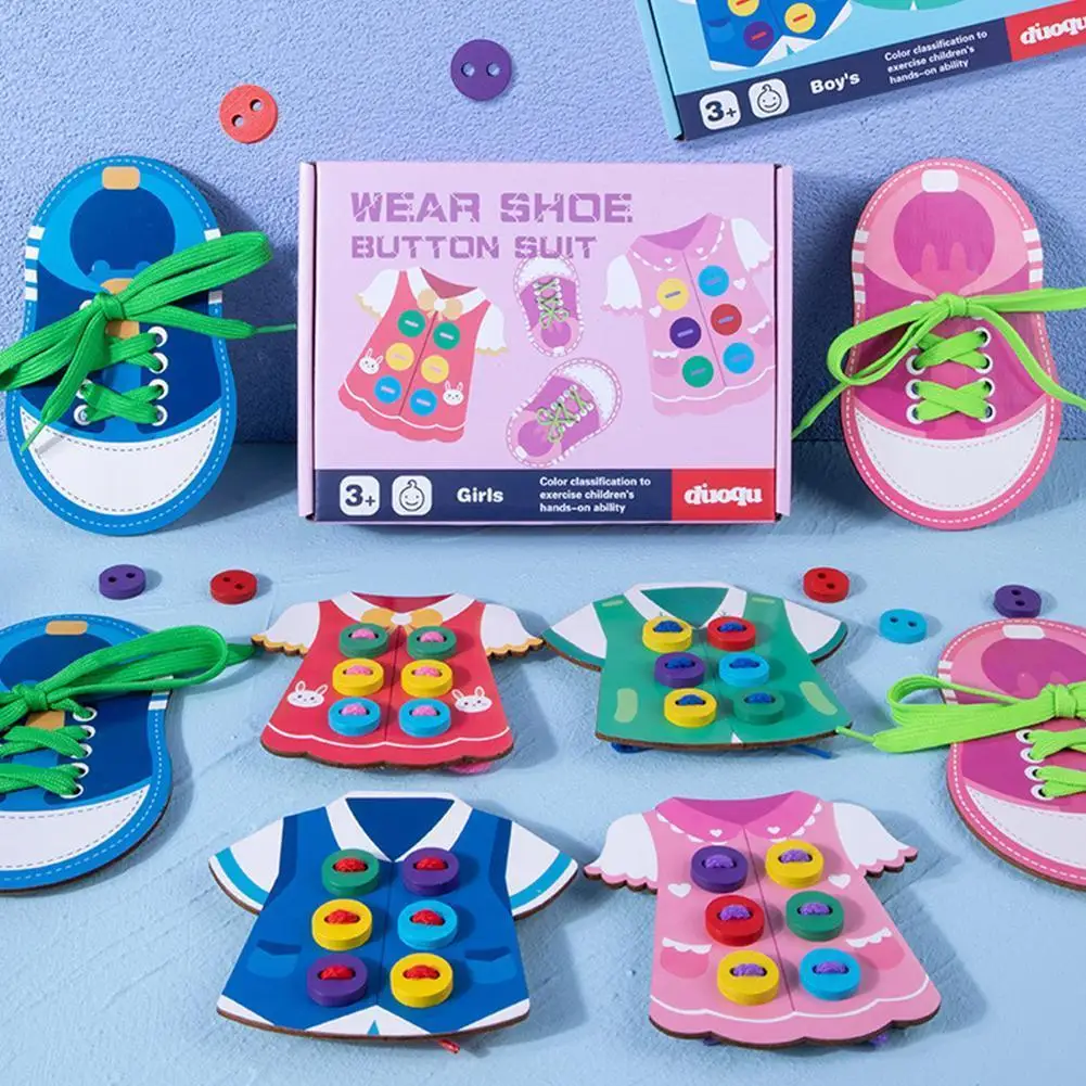 Children Wear Buttons Game Kids Threading Board Sensory Develop Basic Life Skill Toy Baby Montessori Educational Wooden Toys 
Children Wear Buttons Game Kids Threading Board Sensory Develop Basic Life Skill Toy Baby Montessori Educational Wooden Toys