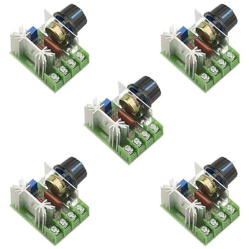 5PCS AC 220V 2000W SCR High Power Electronic Voltage Regulator Module Adjustable Motor Speed Controller Regulation 25A
5PCS AC 220V 2000W SCR High Power Electronic Voltage Regulator Module Adjustable Motor Speed Controller Regulation 25A