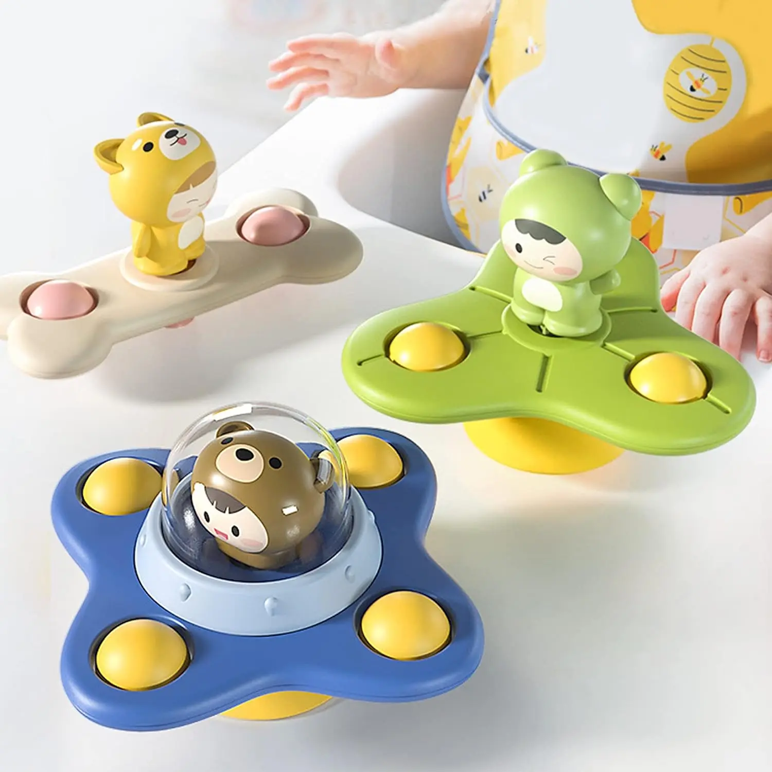 

Baby Toys Suction Cup Spinner Toy for Toddlers Fidget Spinner Stress Relief Baby Bath Rotating Rattles Sensory Montessori Toys