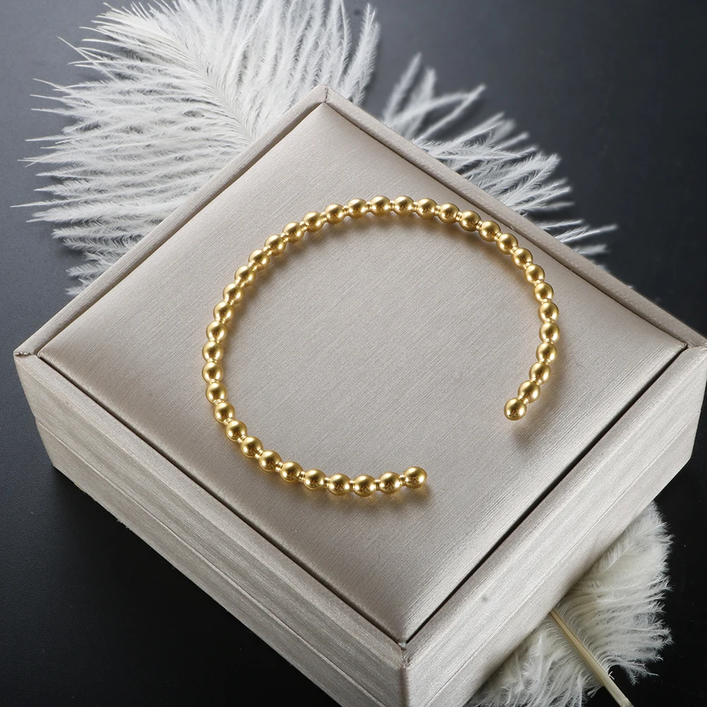 Beads Bangle Cuff Bracelet Gold Color C Shape New Fashion Style Men Women High Quality Stainless Steel Simple Trendy Jewelry
Beads Bangle Cuff Bracelet Gold Color C Shape New Fashion Style Men Women High Quality Stainless Steel Simple Trendy Jewelry
