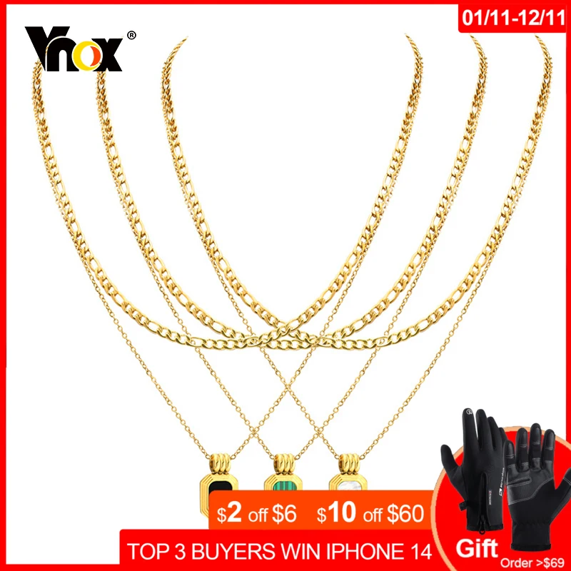 Vnox Chic Square Natural Shell Pendant Layering Necklaces for Women, Stainless Steel Clavicle Chain Girl's Sexy Fashion Jewelry
Vnox Chic Square Natural Shell Pendant Layering Necklaces for Women, Stainless Steel Clavicle Chain Girl's Sexy Fashion Jewelry