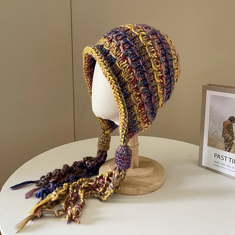 Hand Knitted Wool Hat Children's New Winter Color Tassel Fried Dough Twists Ear Protection Warmth Dopamine Knitted Hat Tide
Hand Knitted Wool Hat Children's New Winter Color Tassel Fried Dough Twists Ear Protection Warmth Dopamine Knitted Hat Tide