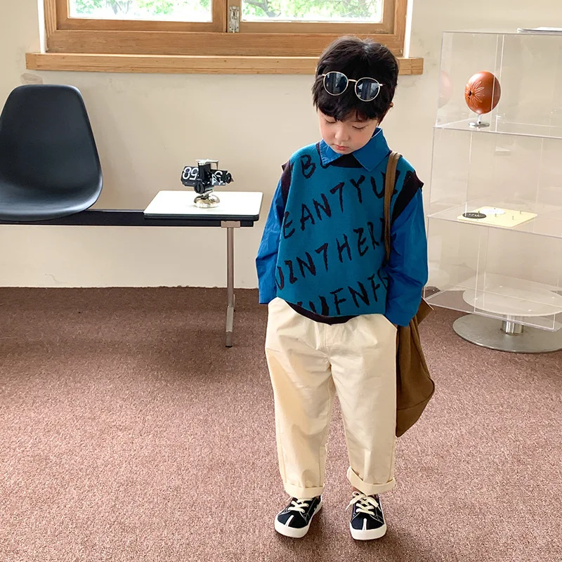 Boys Sweater Vest Autumn 2022 New Children'sKnitted Cotton Thread O-Neck Letter Printing Pullover
Boys Sweater Vest Autumn 2022 New Children'sKnitted Cotton Thread O-Neck Letter Printing Pullover