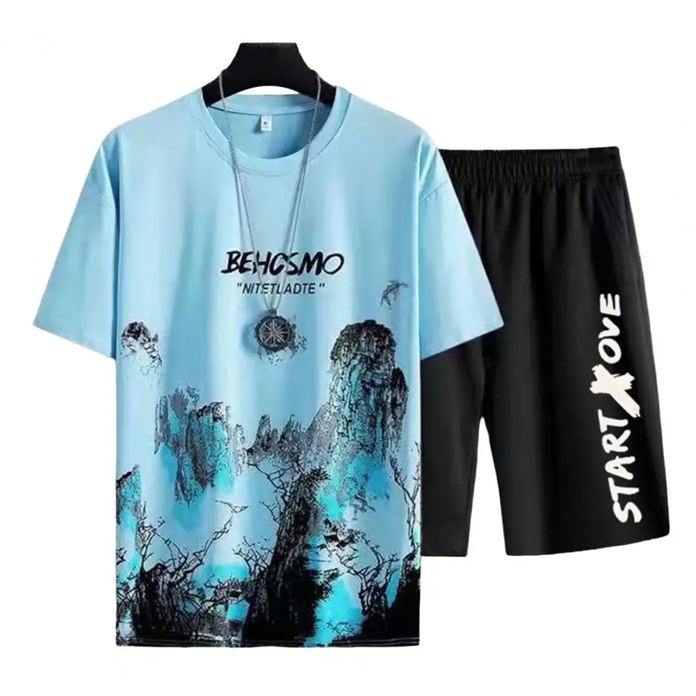 Stylish Breathable Men Loose T-shirt Shorts Jogger Outfit Elastic Waistband Knee Length Jogger Outfit Daily Garment
Stylish Breathable Men Loose T-shirt Shorts Jogger Outfit Elastic Waistband Knee Length Jogger Outfit Daily Garment