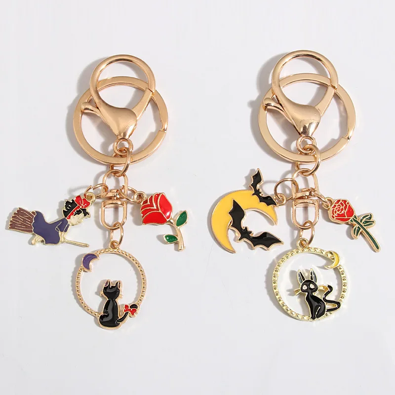 Cartoon Rose Series Keychain Mystery Black Cat Bat Witch Personality Key Ring Man Car Keychains Women Phone Case Bag Pendant
Cartoon Rose Series Keychain Mystery Black Cat Bat Witch Personality Key Ring Man Car Keychains Women Phone Case Bag Pendant