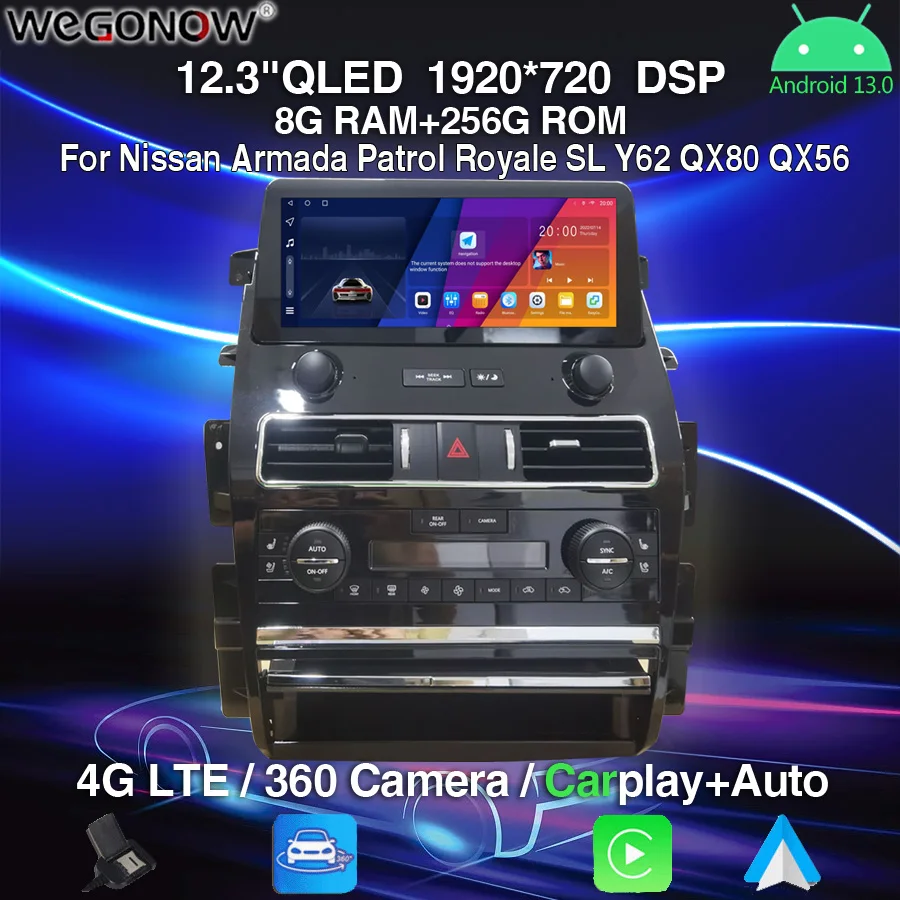QLED 1920*720 Carplay Android 13.0 8G+256G Car Player Radio GPS WIFI Bluetooth For Nissan Armada Patrol Royale SL Y62 QX80 QX56
QLED 1920*720 Carplay Android 13.0 8G+256G Car Player Radio GPS WIFI Bluetooth For Nissan Armada Patrol Royale SL Y62 QX80 QX56