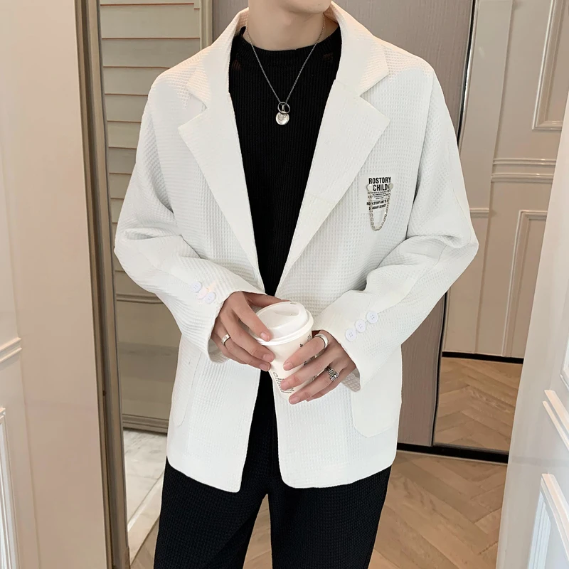 New Men's Black White Casual Blazers Jacket Two Buttons Waffle Design Coat
New Men's Black White Casual Blazers Jacket Two Buttons Waffle Design Coat