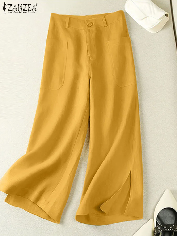 ZANZEA Women Summer Trousers Vintage High Waist Solid Long Pants Female Elegant Split Hem Palazzo Casual Work OL Pantalon 2023
ZANZEA Women Summer Trousers Vintage High Waist Solid Long Pants Female Elegant Split Hem Palazzo Casual Work OL Pantalon 2023