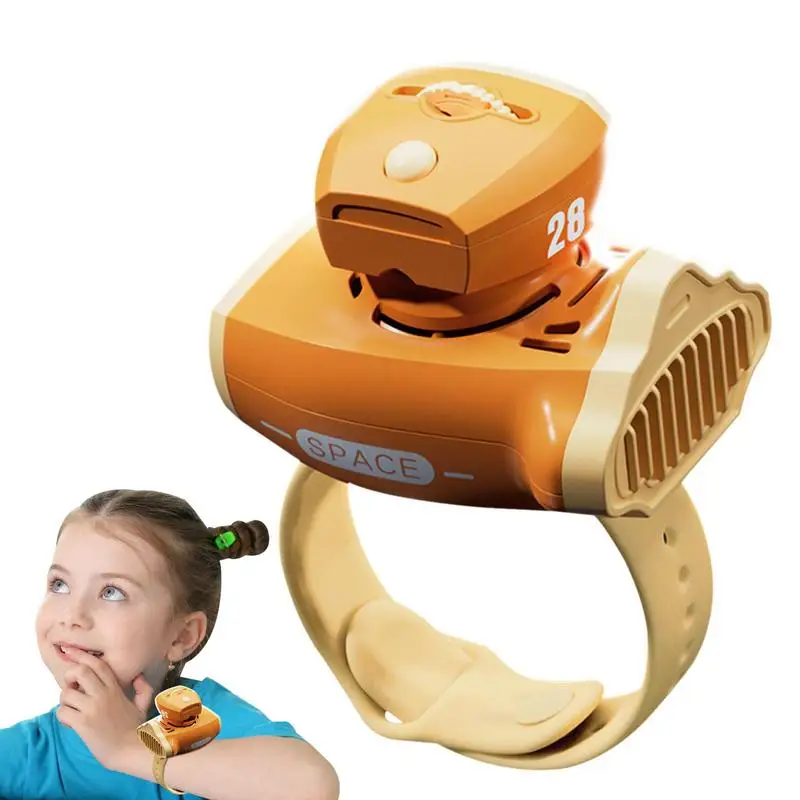 

Spaceship Projection Watch Fan USB Charging Cartoon Wrist Fan 3 Speed Portable Bladeless Wrist Fan Kids Toy Birthday Gift