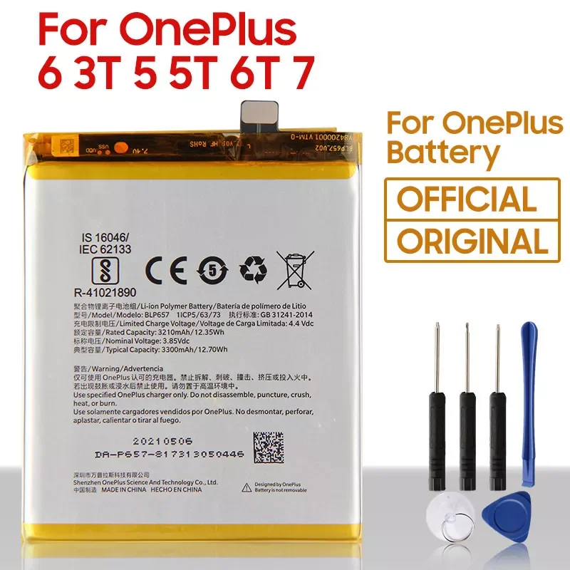Original Replacement Battery For OnePlus 1 2 3T 5 5T 6 6T 7 7 Pro 7T 7T Pro BLP637 BLP685 BLP699 BLP743 BLP745 Phone Battery
Original Replacement Battery For OnePlus 1 2 3T 5 5T 6 6T 7 7 Pro 7T 7T Pro BLP637 BLP685 BLP699 BLP743 BLP745 Phone Battery